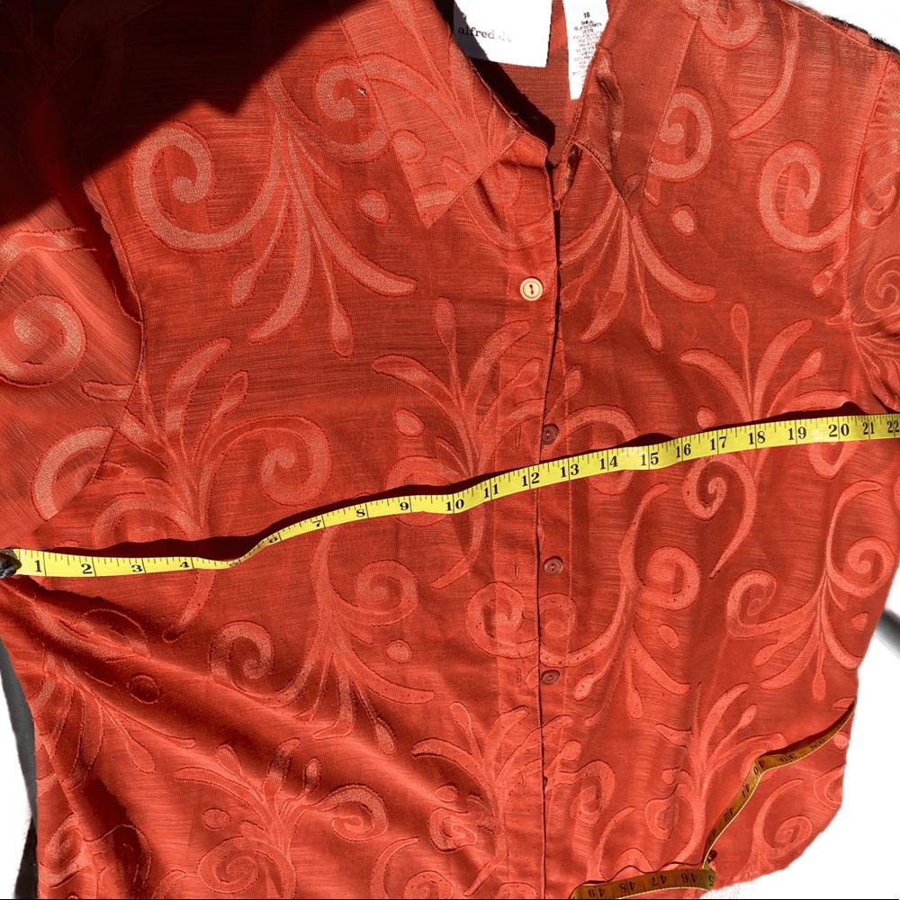 Rust-Colored/Orange Button-Down Blouse With White… - image 4